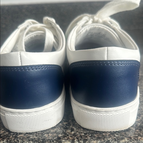 JCrew White Sneakers with Green and Blue Stripes - Picture 9 of 10